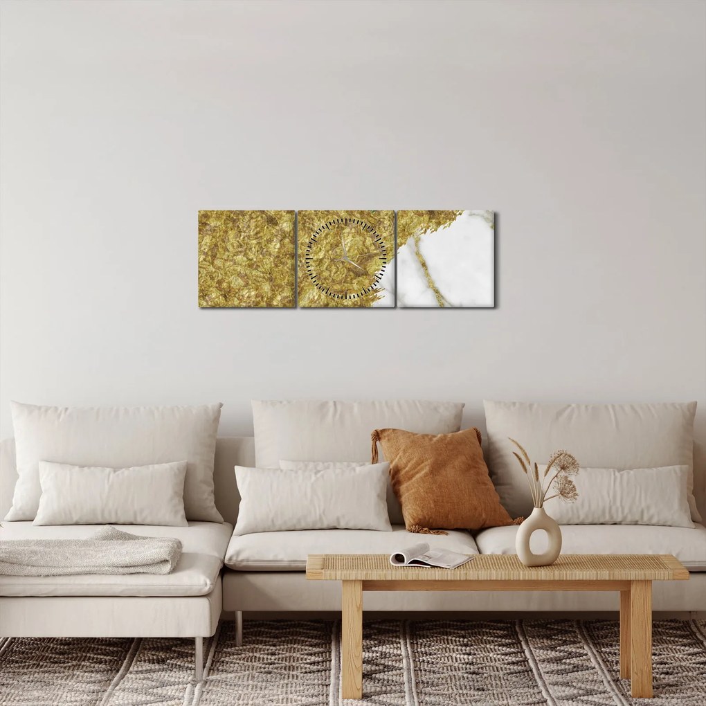 Obraz - Zelený mramor N⁰2 (s hodinami) (90x30 cm)