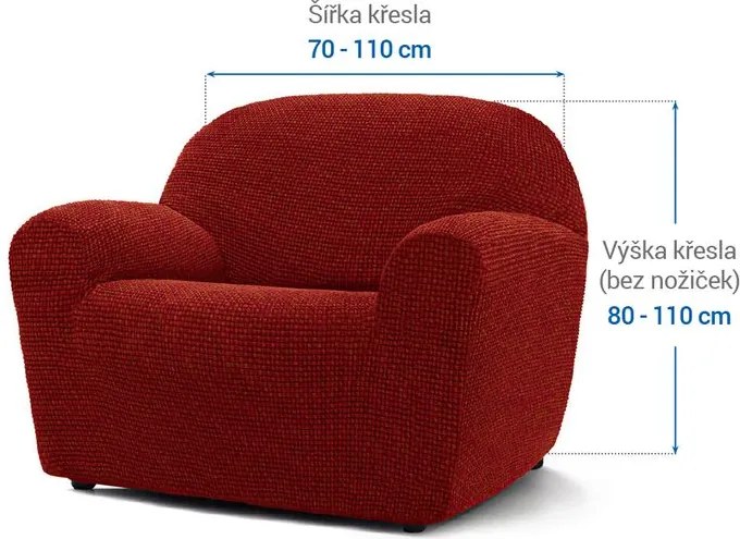 Super strečové poťahy NIAGARA tehlová kreslo (š. 70 - 110 cm)