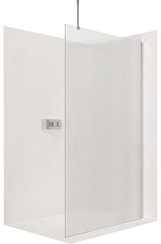 CERANO - Sprchová zástena Walk-in Onyx Top L/P - guľatá vzpera - chróm, ryhované sklo - 100x200 cm, CER-CER-8050BD1581