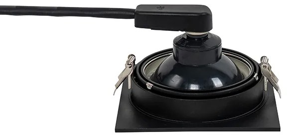 Štvorcové zapustené bodové svetlo čierne nastaviteľné - Chuck 111