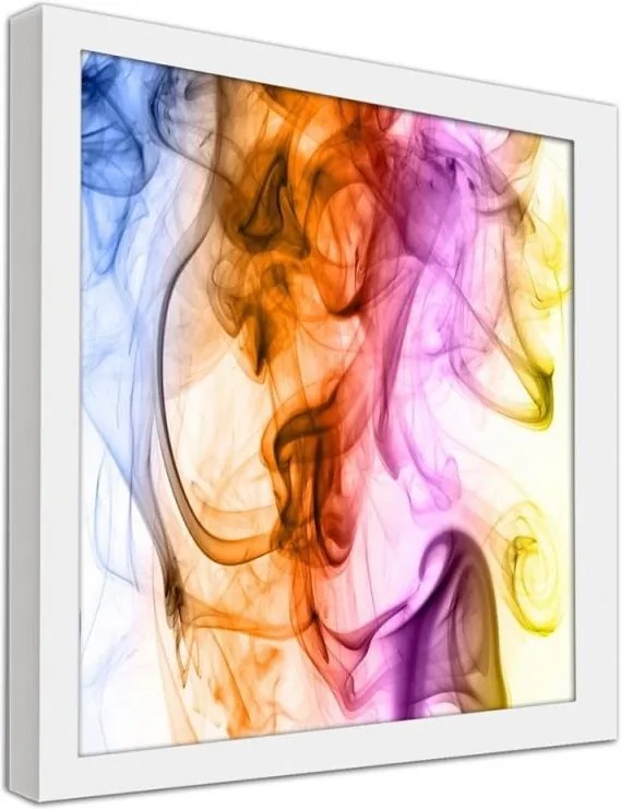 CARO Obraz v ráme - Colorful Smoke Biela 20x20 cm