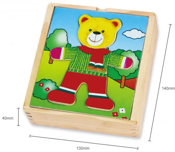 Drevené obliekacie puzzle Viga 56401 medvedík