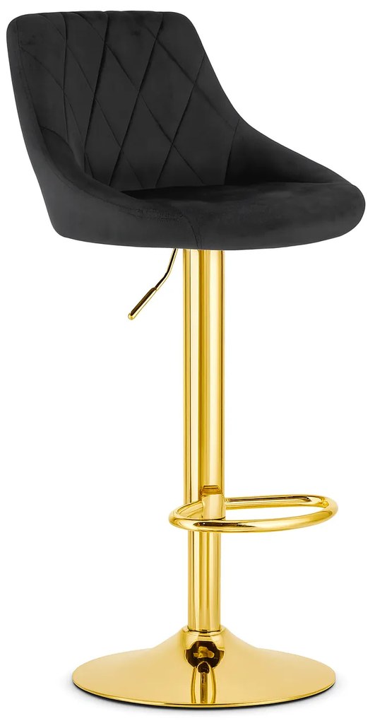 Barová stolička KAST - čierny zamat / zlatý základ