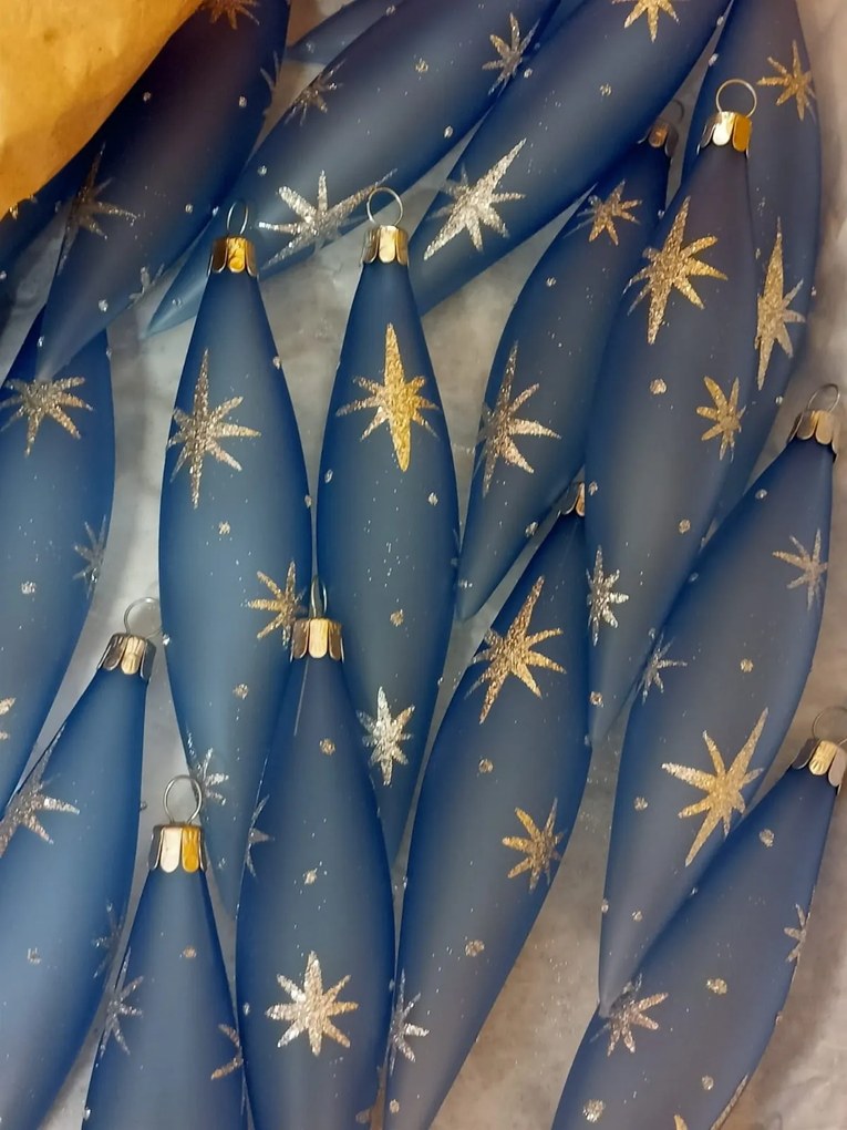 Bella Rose Sklenená vianočná ozdoba Kvapka Svetlomodrá Mat