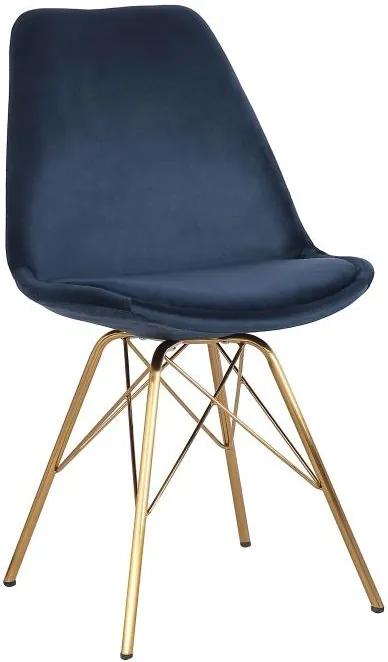 Dizajnová jedálenská stolička Sweden Retro, tmavomodrá / zlatá | BIANO