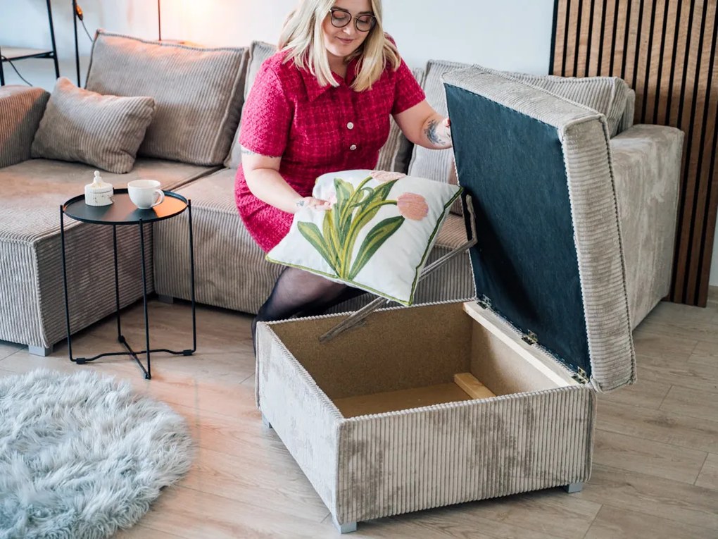 Svetlosivý taburet SMART COSARO s úložným priestorom 65x65 cm