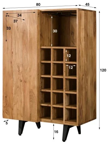 Komoda/Bar 28-53 Block 80cm Drevo Acacia - Komfort-nábytok