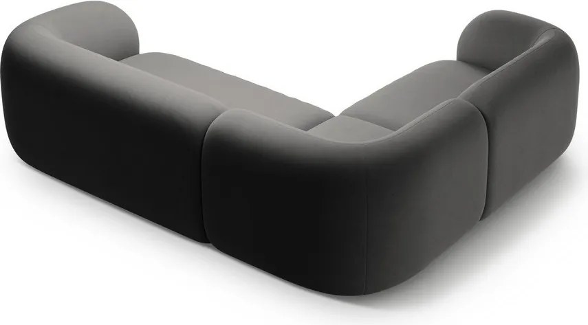 Tmavosivá zamatová rohová pohovka (ľavý roh/do L) Kate – Micadoni