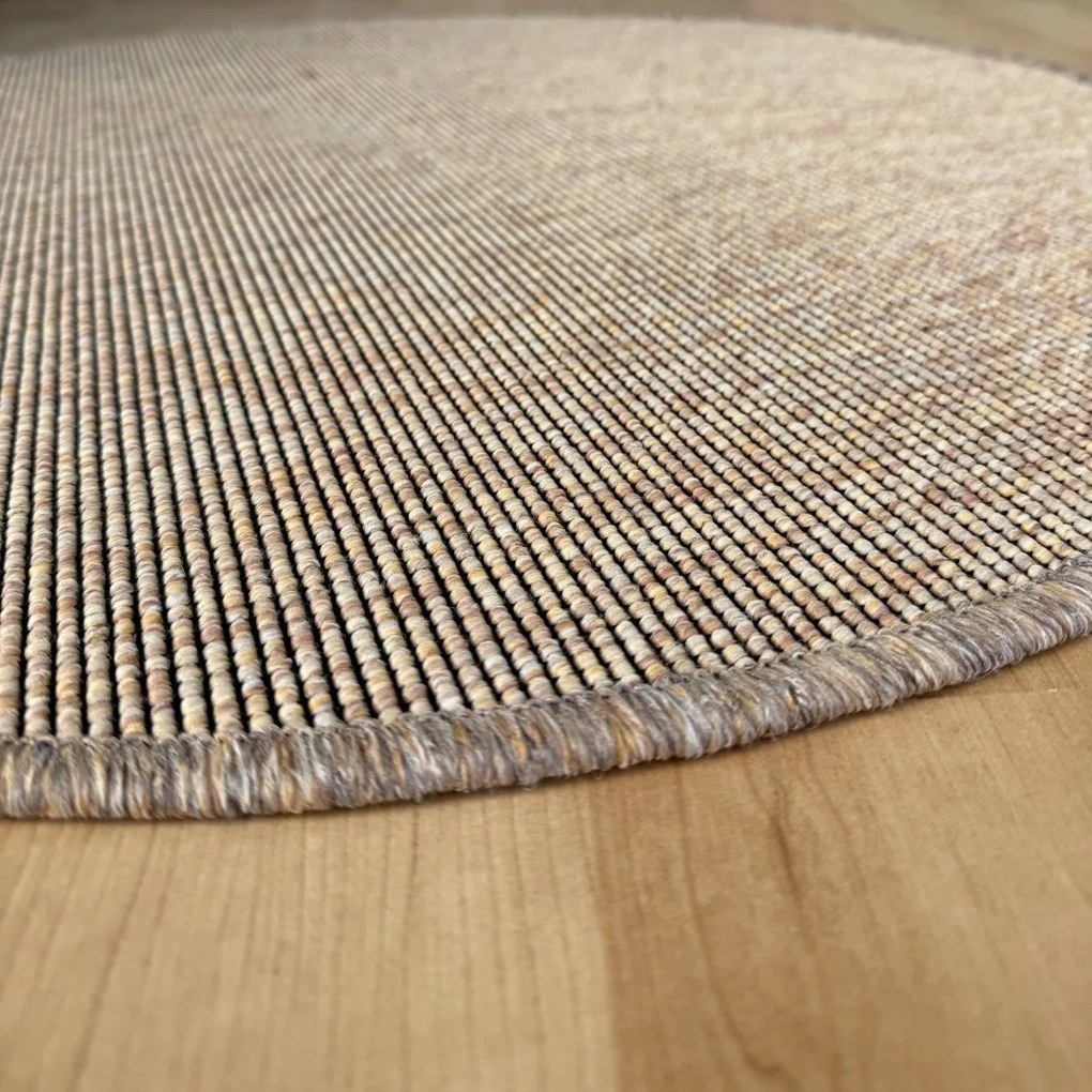 Vopi, Kusový koberec Nature NEW prírodný kruh, 250x250 (priemer) kruh, oranžová, kuchyňa