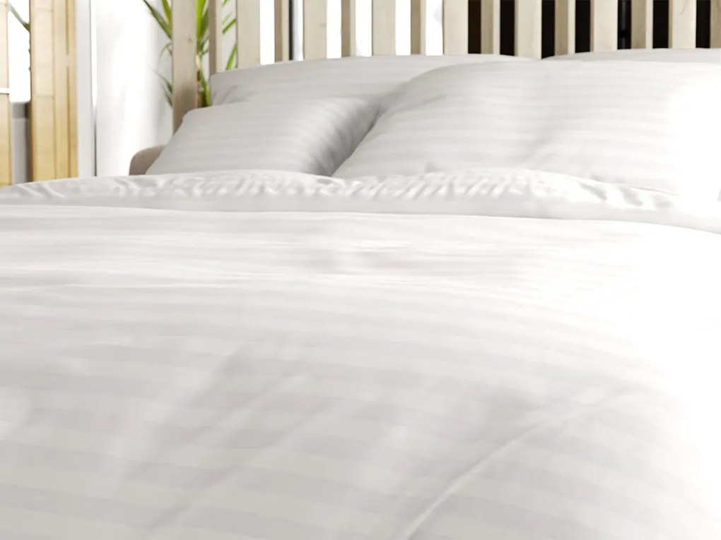 Hotelové obliečky z mikrovlákna JASMINE biele - prúžok 2 cm, hotelové vrecko Rozmer obliečky: 70 x 90 cm | 140 x 220 cm