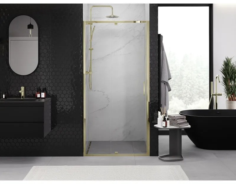 Mexen Exo, výklopné sprchové dvere 95 cm, číre sklo, zlatá, 819-095-000-50-00