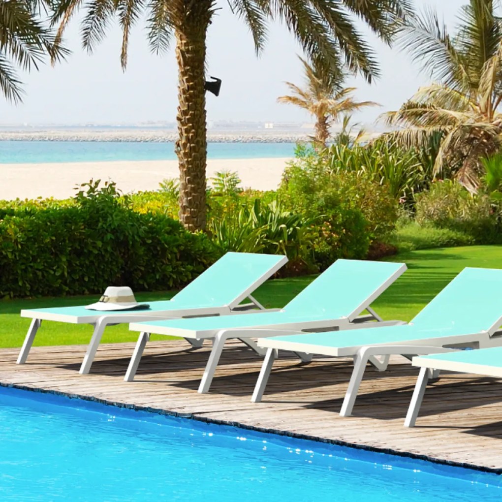 PACIFIC záhradné lehátko white/tuquoise