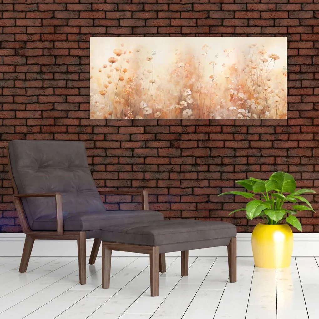 Obraz - Vzor divokých kvetov (120x50 cm)