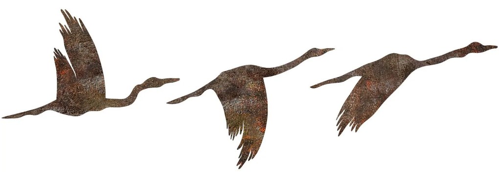 Nástěnná kovová dekorace Rusty Birds 1 vícebarevná
