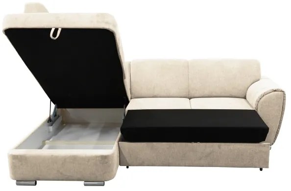 Rozkladacia rohová sedacia súprava do tvaru L s úložným priestorom SERPA, ľavá, béžová