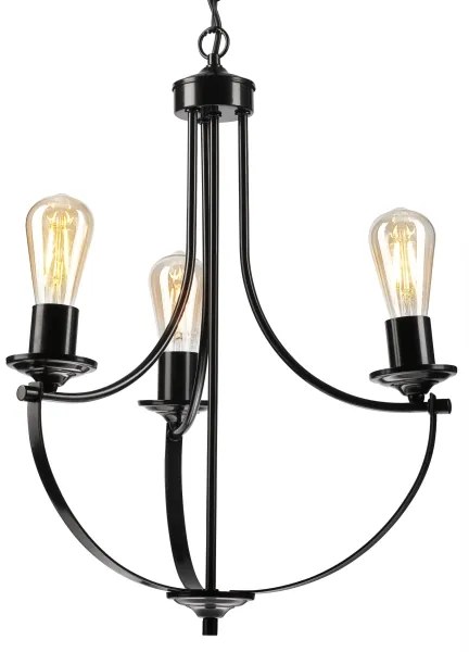 Luster na reťazi GINA 3xE27/60W/230V čierna