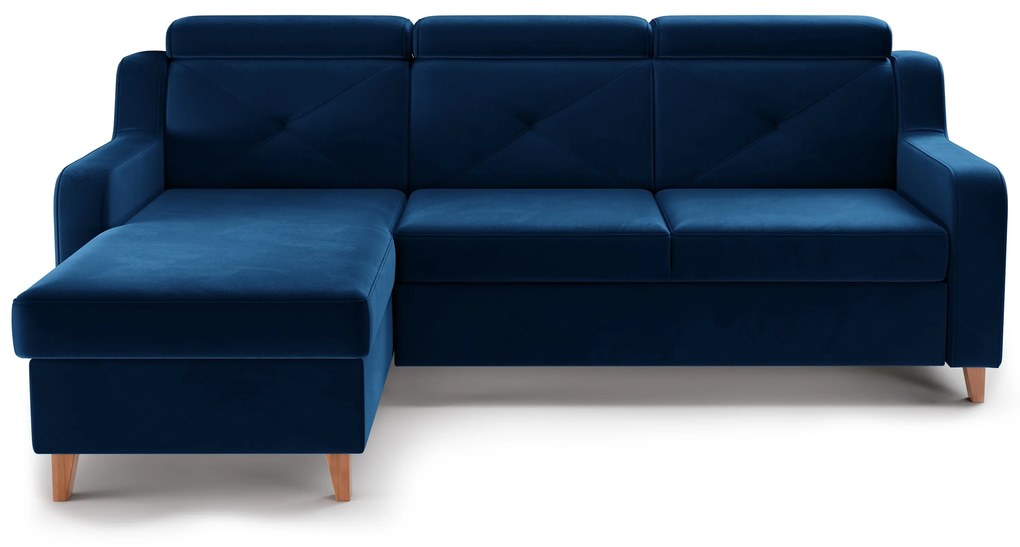 Rohová sedačka Laksaro s rozkladom ľavostranná - modrý zamat Trinity 31
