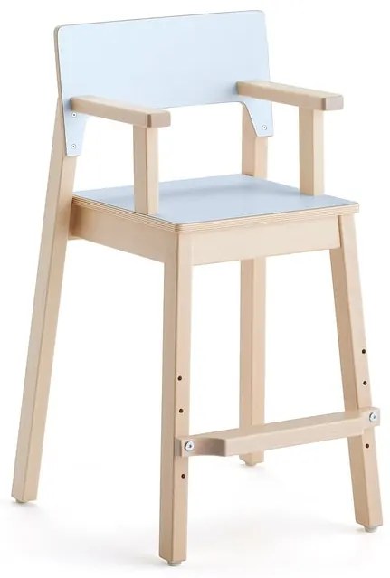 Detská stolička LOVE s opierkami rúk, V 500 mm, breza, laminát - modrá