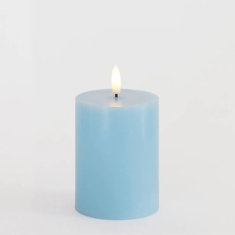 SIRIUS Vosková LED svíčka Sille, světle modrá, 7,5 x 10 cm