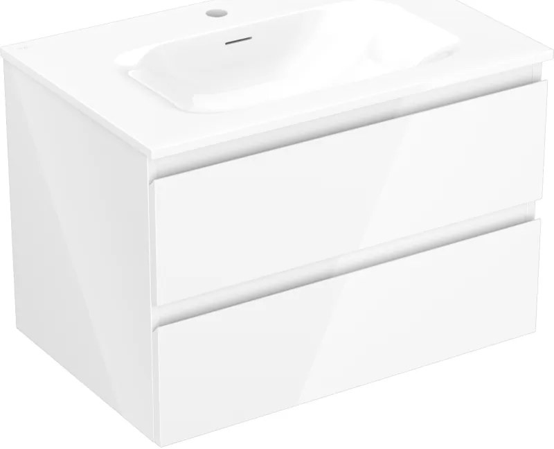 Mexen Orio, kúpeľňová skrinka 70 cm s umývadlom Vela, 2 zásuvky, biela lesklá, 91A10-07047-2-BFF00-W23M00