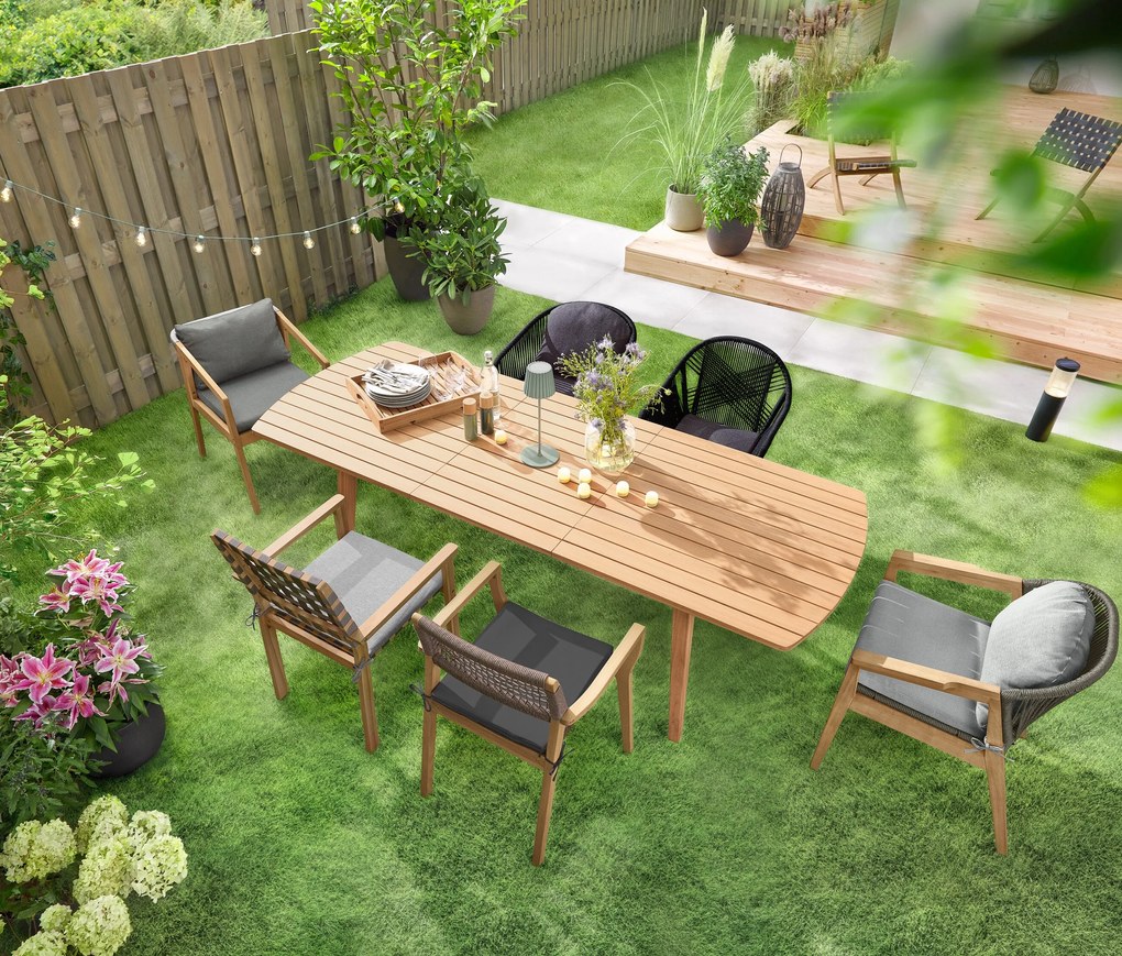 Rozťahovací záhradný stôl so zaoblenými prednými stranami, cca 180 ‒ 240 cm