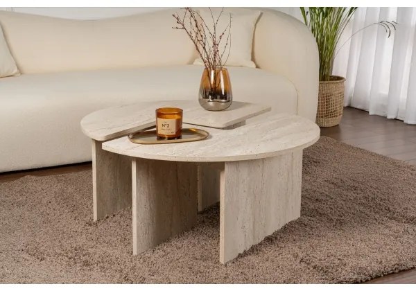 Konferenčný stolík LUVIA, mramorový dekor, béžový