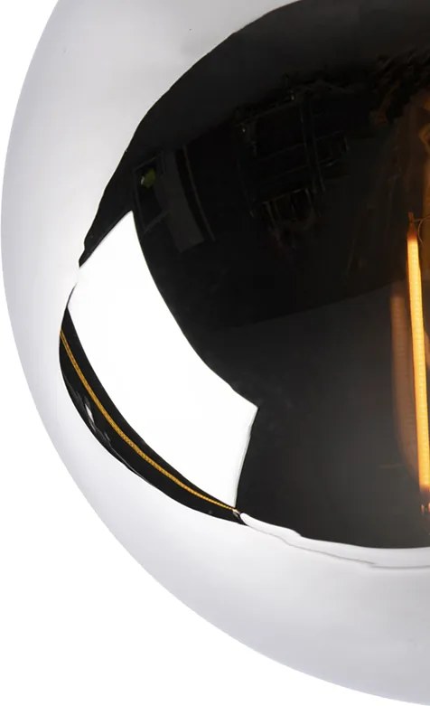 Stropné svietidlo v štýle Art Deco čierne s dymovým sklom - Pallon