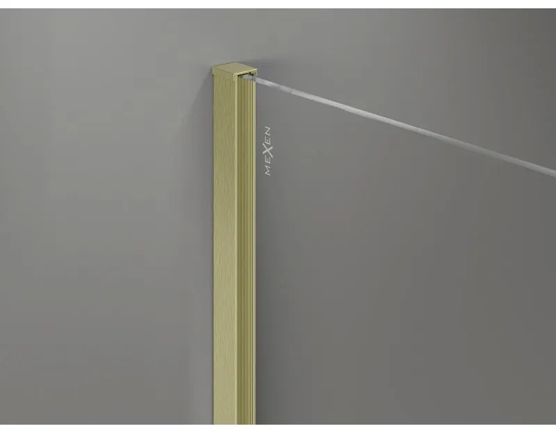 Mexen Kioto-X, sprchová zástena 130 x 200 cm, 10mm šedé sklo, zlatý matný profil, 800-130-101-55-40-X