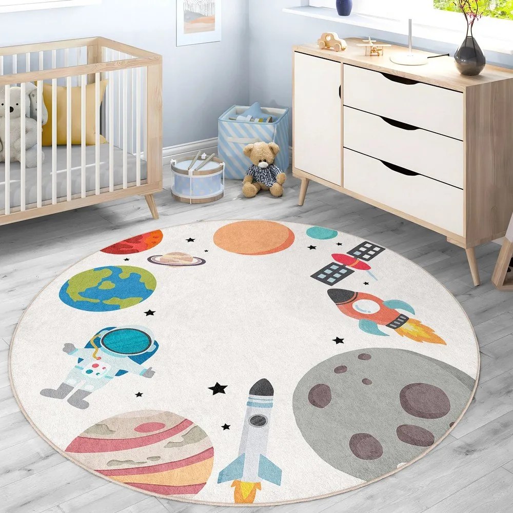 Prateľný detský hrací koberec ø100 cm Space Trip – Mila Home