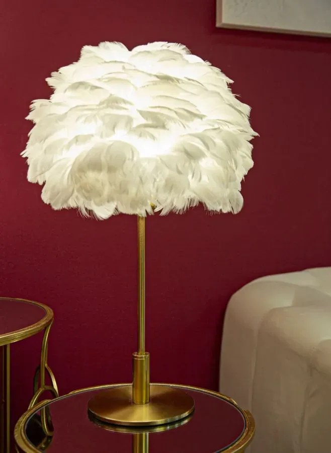 Stolná lampa Ball Feather 50 cm bielo-zlatá