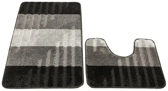 Sada kúpeľňových koberčekov VIC sivá / čierna, pruhy