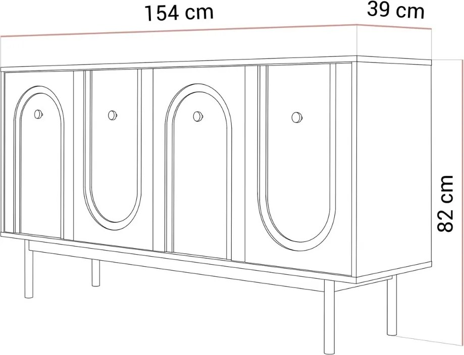 ŠTVORDVEROVÁ KOMODA THERESE KAŠMÍR 154 cm