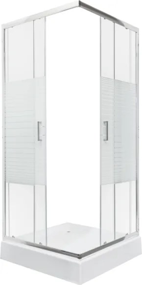 Novoterm Štvorcový sprchový kút NV-Madera STR 80x80 chróm/transparent + vanička