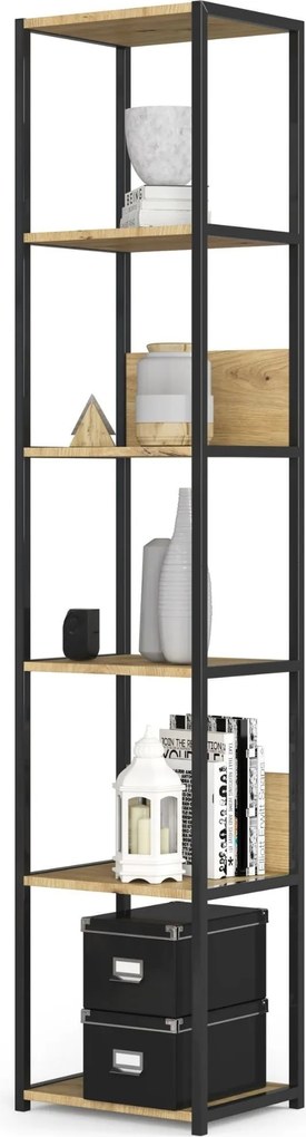 Regál LOFT 40 cm černý/dub artisan