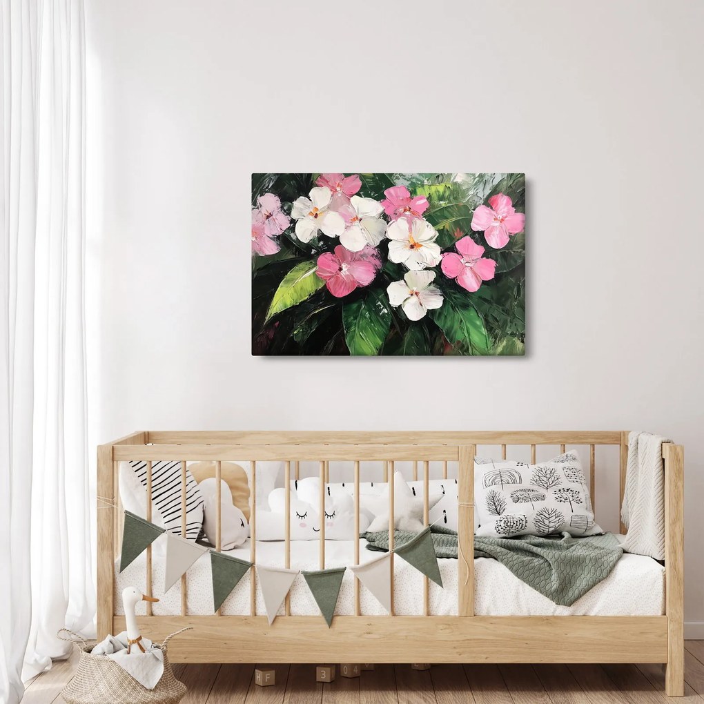 Obraz - Ružové a biele kvety (90x60 cm)