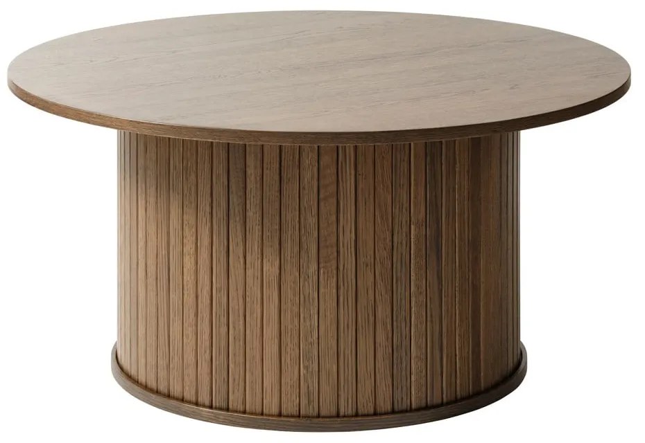 Hnedý okrúhly konferenčný stolík v dekore duba ø 90 cm Nola – Unique Furniture