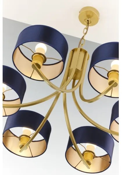 Jupiter 2095 - Závesný luster na retiazke ARTHUR 6xE27/15W/230V modrá/zlatá