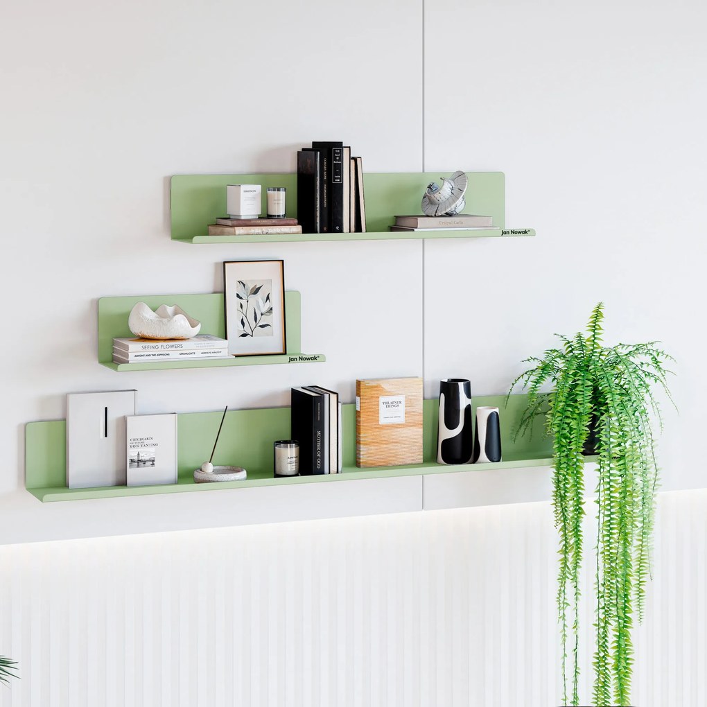 Poličky na stenu JOANNE 400 mm, Fresh Style: pastelovo zelená