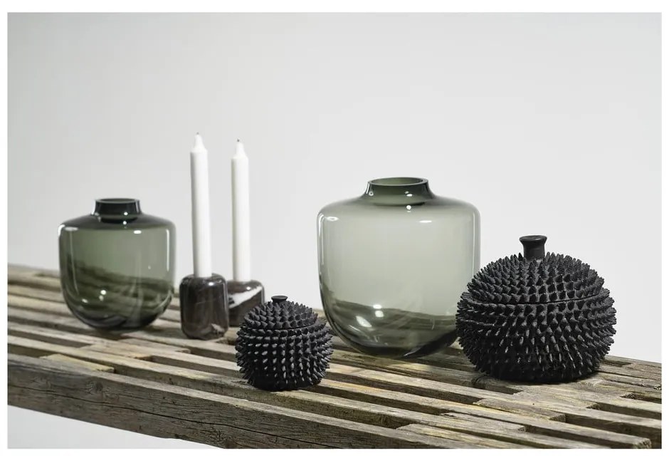 Sivá sklenená váza (výška 21 cm) Daun – Villa Collection