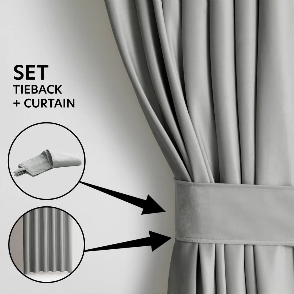 Svetlosivý zamatový dimout záves 140x245 cm Eyelets – Restilo