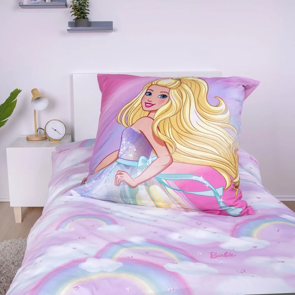 Bavlnené posteľné prádlo Herding Barbie, 135 x 200cm, 80 x 80 cm
