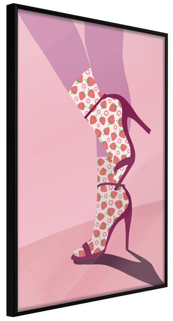 Artgeist Plagát - Strawberry Socks [Poster] Veľkosť: 40x60, Verzia: Čierny rám s passe-partout