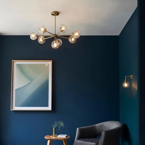 Endon 103172 - Luster na tyči ALLEGRA 8xE14/7W/230V mosadz/číra