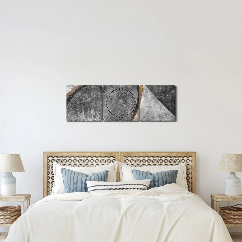 Obraz - Abstrakcia v betóne (s hodinami) (90x30 cm)