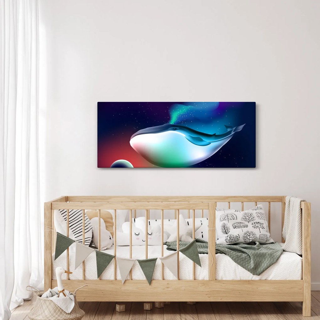 Obraz - Veľryba vo vesmíre (120x50 cm)