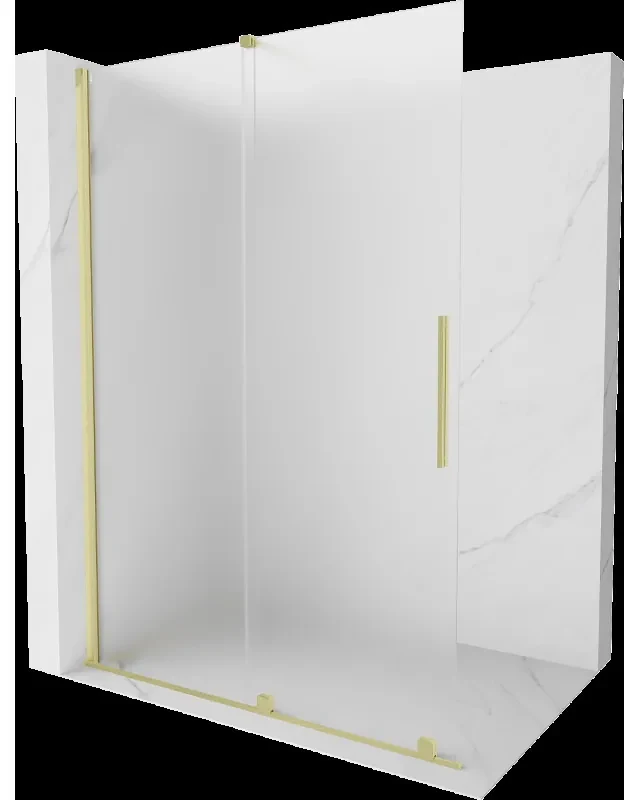 Mexen Velar sprchová stena posuvná Walk-in 130 x 200 cm, matné sklo 8 mm, zlaté brúsené - 871-130-000-33-55