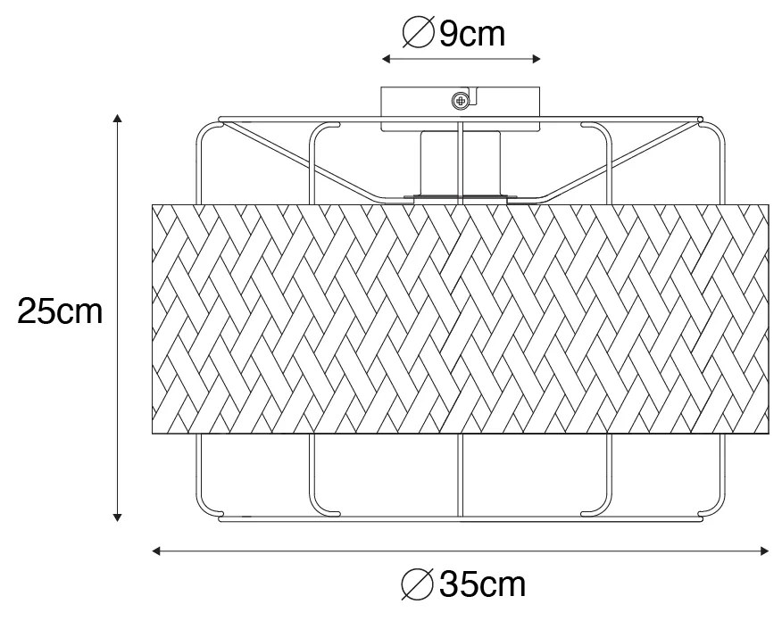 Orientálne stropné svietidlo čierne s bambusom - Irena