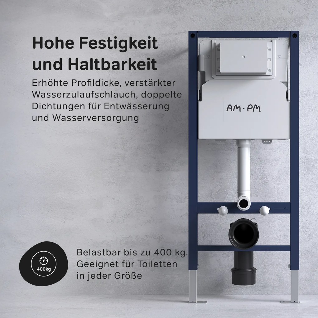 Toaletný set s inštaláciou AM.PM IIS90251.FA1700 bezokrajové, so sedadlom microlift, chróm mechanické tlačidlo na splachovanie