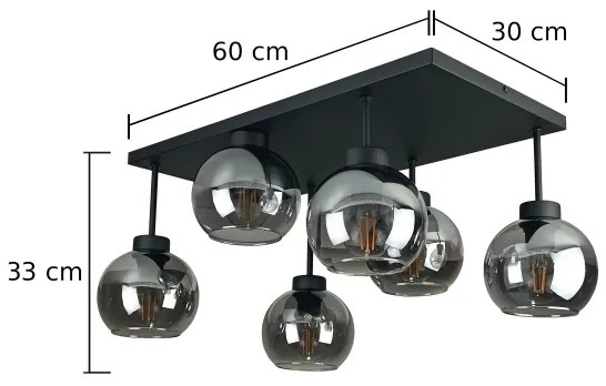 Prisadený luster NESSA 6xE27/60W/230V čierna/dymová čierna