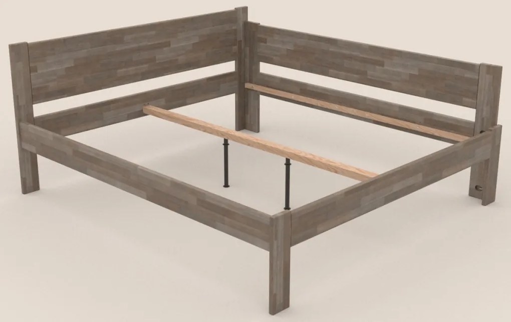 Rohová posteľ so zástenou vpravo Fava P 180x200 cm, šedý buk